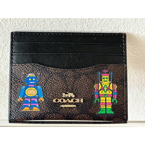 S NWT COACH COSMIC ROBOT SLIM ID/CARD CASE SIGNATURE CW929 - Picture 1 of 9